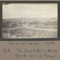 Photograph - 'Quarry Siding', France, Sergeant John Lord, World War I, 1916