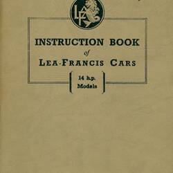 User Manual - Lea-Francis Cars Ltd, Instruction Book, 14 hp Models, circa 1949
