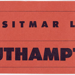 Baggage Label - Sitmar Line, Southampton, circa 1950s