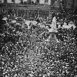 Negative - Armistice Day Celebrations in Front of City Hall, Ballarat, Victoria, 11 Nov 1918