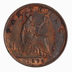 Coin - Farthing, Queen Victoria, Great Britain, 1894 (Reverse)