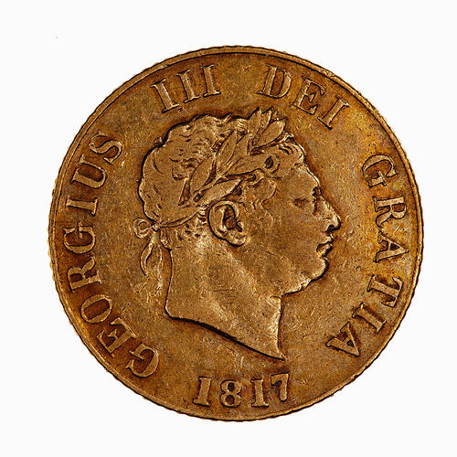 Coin - Half-Sovereign, George III, Great Britain, 1817 (Obverse)