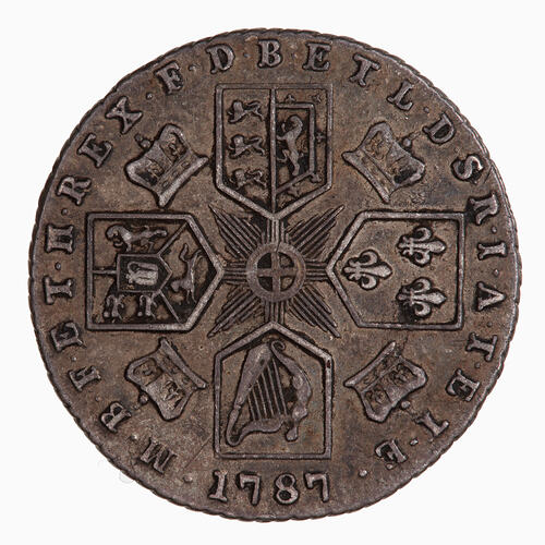 Coin - Sixpence, George III, Great Britain, 1787 (Reverse)