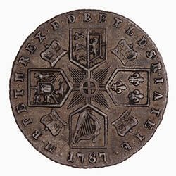 Coin - Sixpence, George III, Great Britain, 1787 (Reverse)