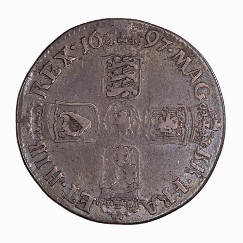 Coin - Shilling, William III, Great Britain, 1697 (Reverse)