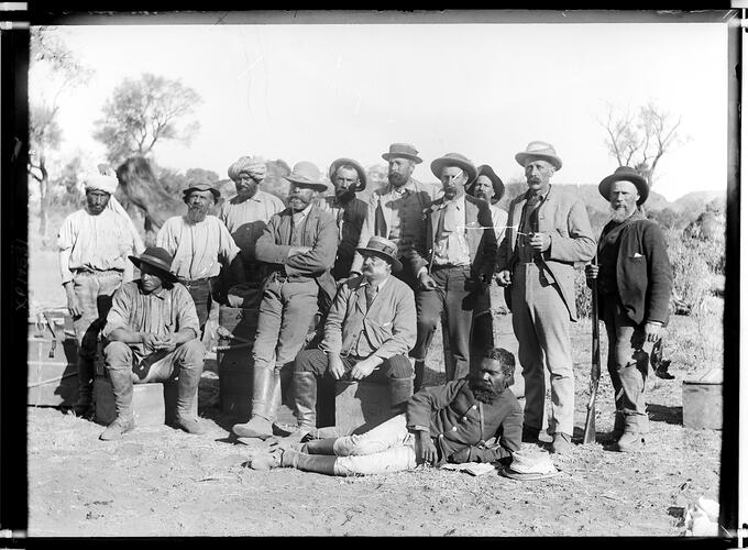 Baldwin Spencer and other members of the Horn Expedition assembled at Alice Springs