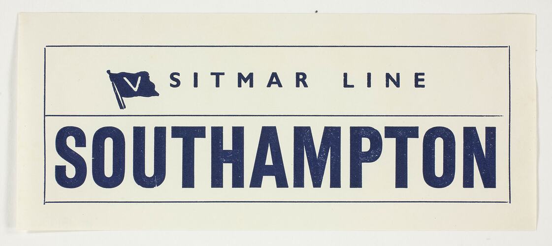 Baggage Label - Sitmar Line, Southampton