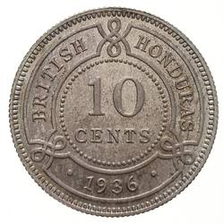 Proof Coin - 10 Cents, British Honduras (Belize), 1936