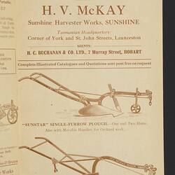 Catalogue - H.V. McKay, 'A Few of the Implements made by H.V. McKay', circa 1916