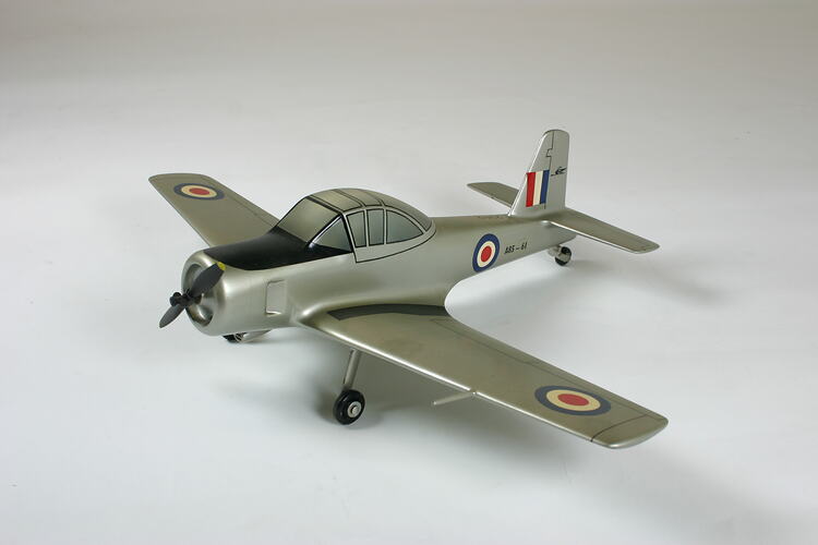 Silver model aeroplane.