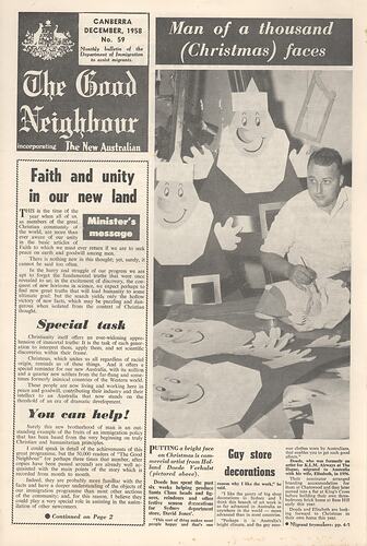 Newsletter - The Good Neighbour, Department of Immigration, No 59, Dec 1958
