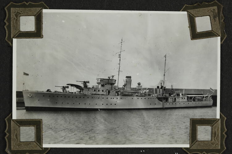 Side view of military ship.