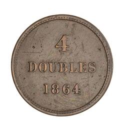 Coin - 4 Doubles, Guernsey, Channel Islands, 1864
