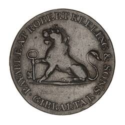 Token - 2 Quartos, Robert Keeling & Son's, Gibraltar, 1810