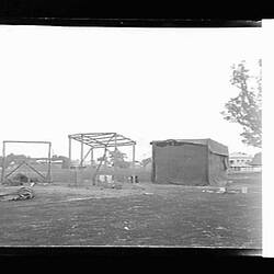 Glass Negative - Erection of Observing Huts, Solar Eclipse Expedition, Goondiwindi, Queensland, Sep 1922