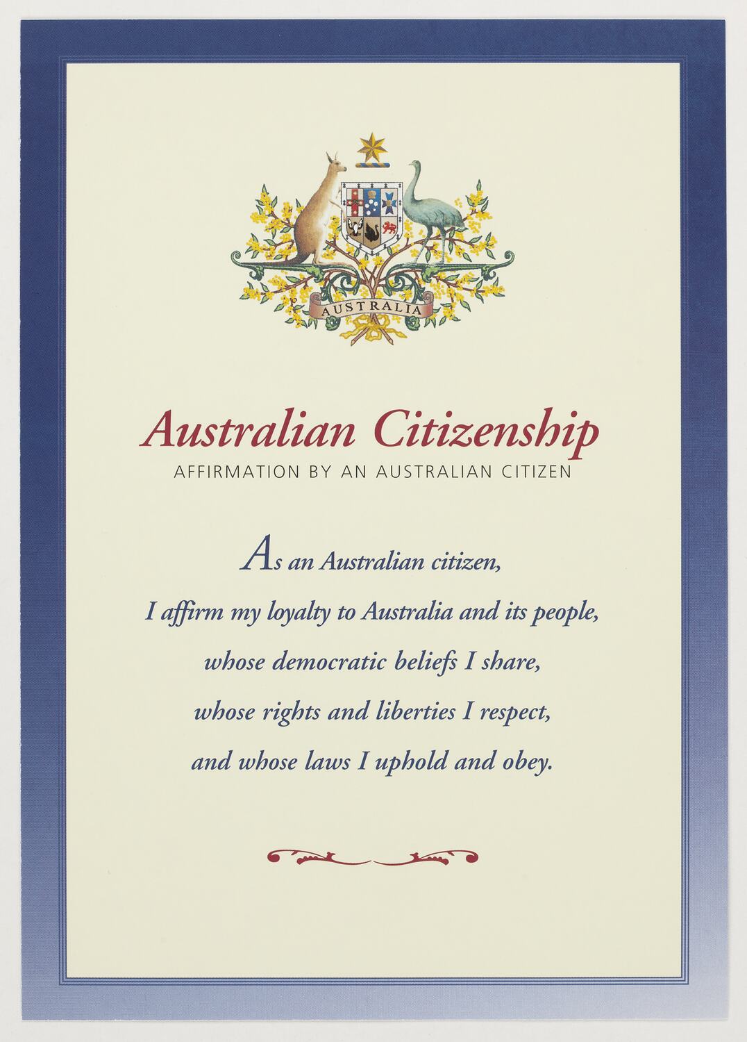 Certificate affirmation of citizenship australian citizenship