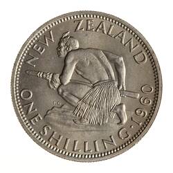 Coin - 1 Shilling, New Zealand, 1960