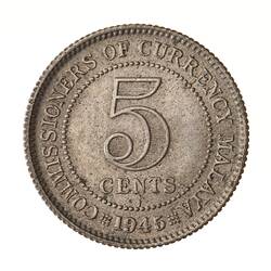 Coin - 5 Cents, Malaya, 1945