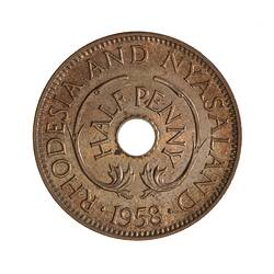 Coin - 1/2 Penny, Rhodesia & Nyasaland (Zimbabwe), 1958