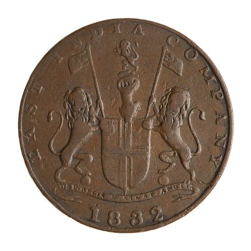 Coin - 1/4 Anna, Bombay Presidency, India, 1832