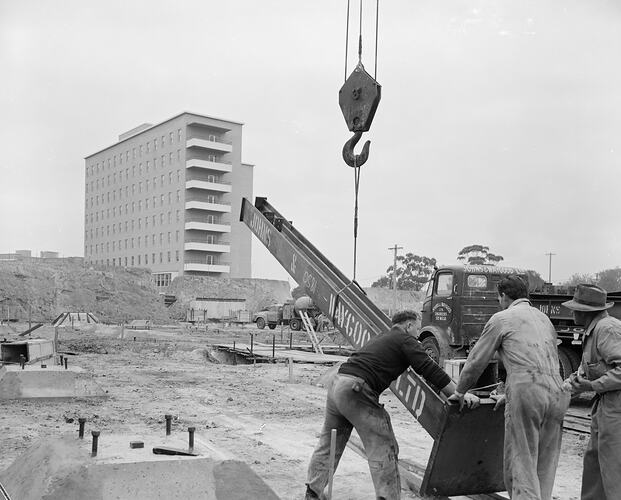 Negative - Construction Site, Royal Children's Hospital, Parkville, Victoria, 1958