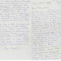 Letter - From Hope Macpherson to Parents During Expedition to Wilsons Promontory and Islands off Tasmania, 23 Jun 1954