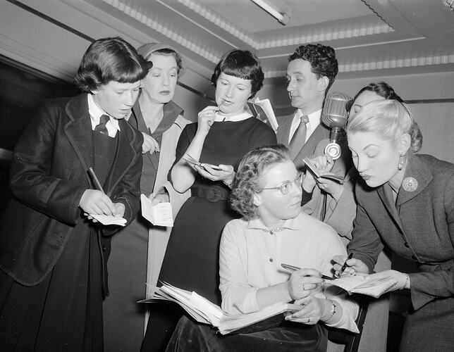 Broadcast Exchange, Workers at Studio, Melbourne, Victoria, Sep 1954