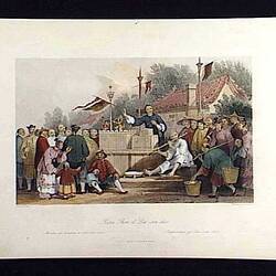 Engraving - 'Raree Show at Lin-Sin-Choo', T. Allom, circa 1840