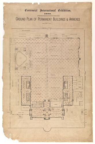 Plan - 'Ground Plan of Permanent Buildings & Annexes', Melbourne, 1888-1889