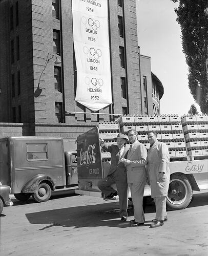 Coca-Cola, Three Men with Promotional Truck, Melbourne, Victoria, 1956