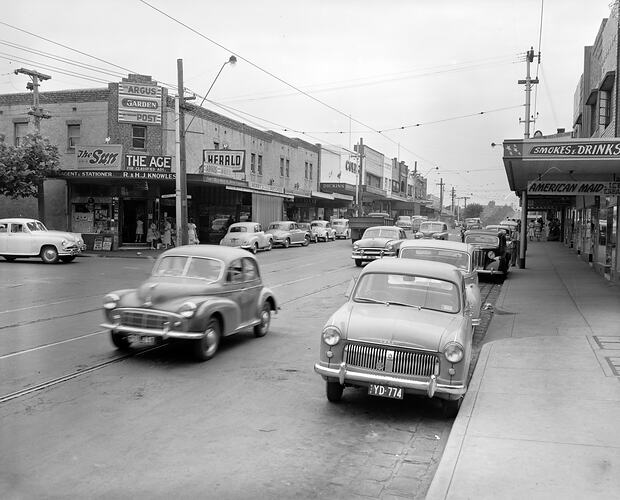 Streetscape, Toorak Road, Camberwell, Victoria, 1957