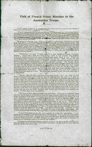 Single page with printed text, crease lines on page.