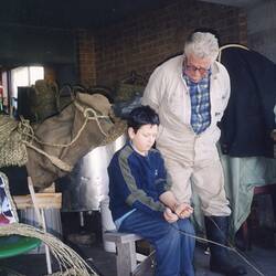 Digital Photograph - Giovanni D'Aprano Teaching Grandson Basket Weaving, Pascoe Vale South, 1989