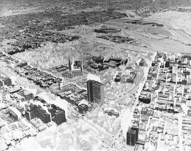 Transparency - Aerial View of Spring Street, Melbourne, circa 1958