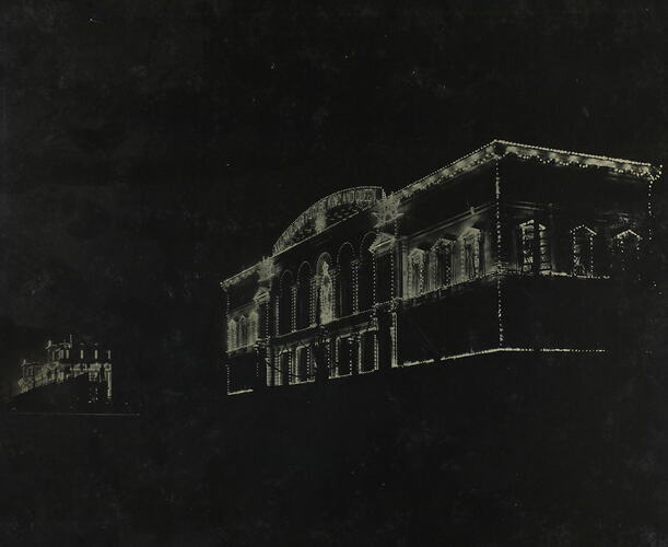 Photograph - Federation Celebrations, 'Government Offices, Illuminated, Melbourne, May1901