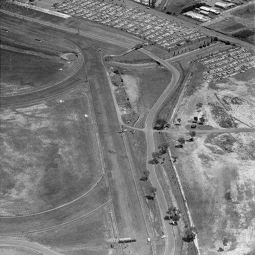 Negative - Aerial View of Sandown Racecourse & Surrounding Suburb, Springvale, Victoria, 27 Dec 1969