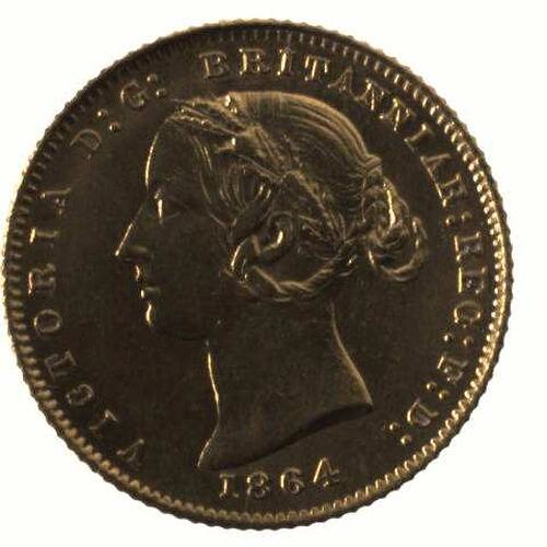 Coin - Half Sovereign, Australia, 1864, photographed by Museums Victoria