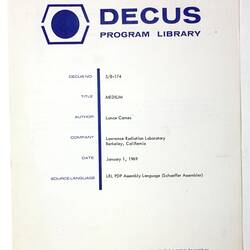 Program Library - DECUS, No. 5/8-174, 1969