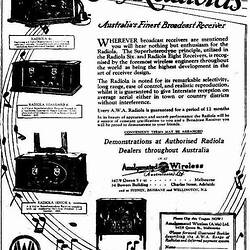Advert for  Radiola 1927
