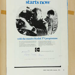 Scrapbook - Kodak Australasia Pty Ltd, Advertising Clippings, 'Photography & Photo Trade, Professional Photography No. 2', Coburg, circa 1970s