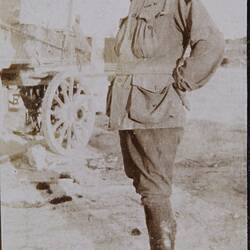 Photograph - Soldier Standing Near Red Cross Ambulance Wagon, Egypt, circa 1915