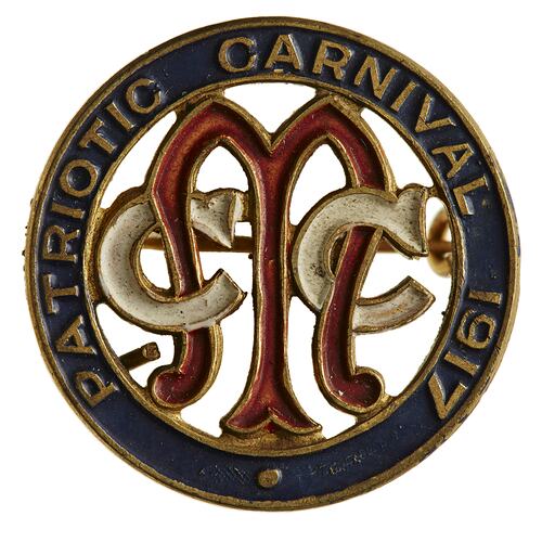 Badge - Melbourne Cricket Club Patriotic Carnival, Victoria, Australia, Oct 1917