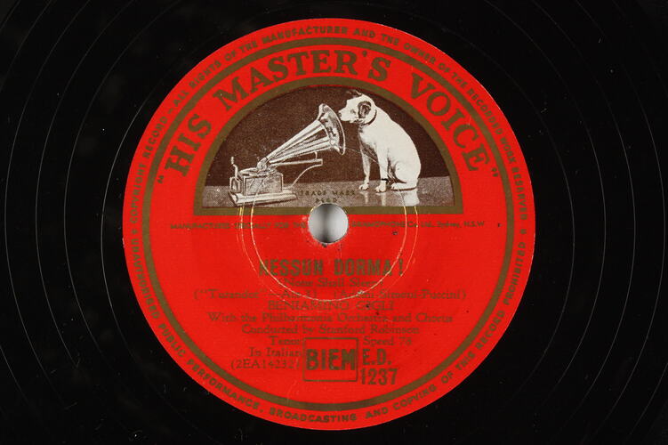 Disc Recording - The Gramophone Co. Ltd., Double-Sided, 'Quanto Bella' & 'Nessun Dorma!' 1946-1956