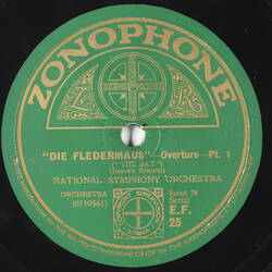 Disc Recording - Zonophone, Double Sided, 'Die Fledermaus - Overture' Parts 1 & 2, (Strauss), Unknown Date