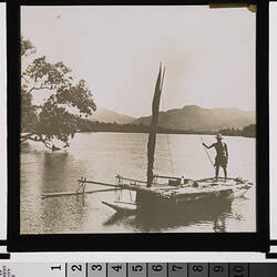 Man on Outrigger Canoe, circa 1930s