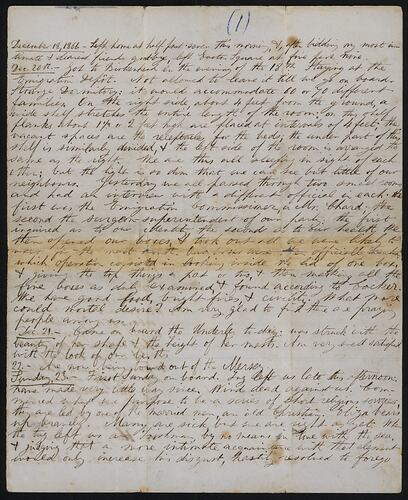 Letter - Robert Beckett, Voyage from England to Melbourne, Clipper Ship 'Underley', Dec 1866-Mar 1867