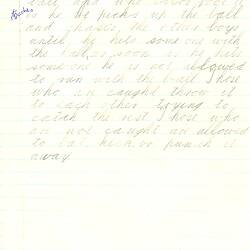 Document - Jimmy Hunter, to Dorothy Howard, Description of Ball Game 'Kingy', 1955