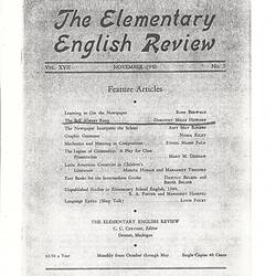 Article - Dorothy Mills Howard, 'The Bell Always Rang', The Elementary English Review, Vol. XVII, No. 7, Nov 1940
