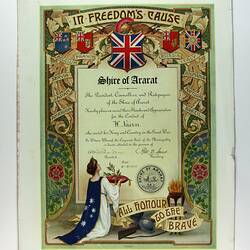 Front of illuminated certificate.
