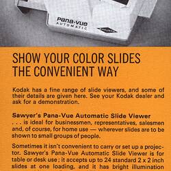 Printed text and photograph of slide viewer.